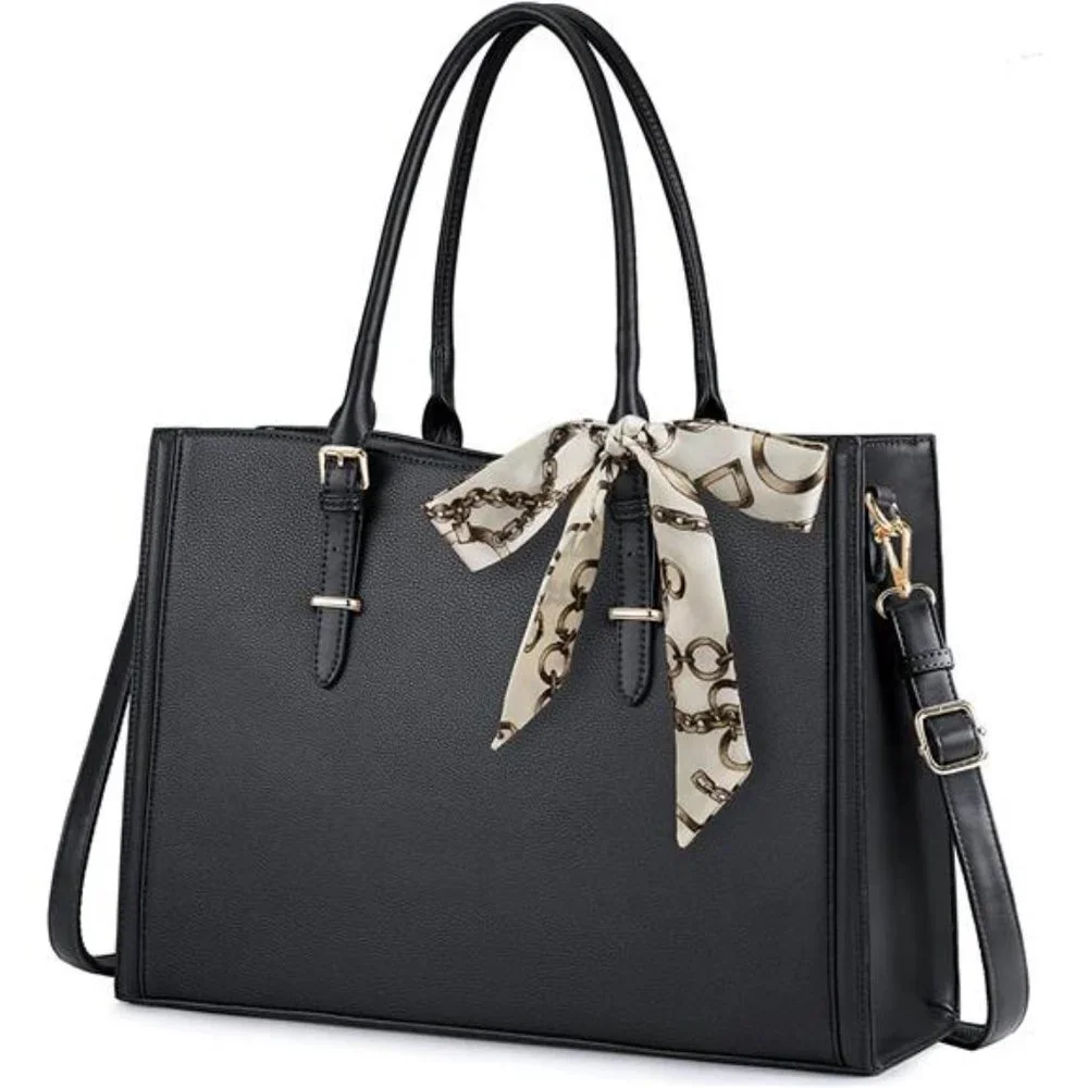 Women's Laptop Bag Waterproof Tote Bag, Black, 15.6 inch